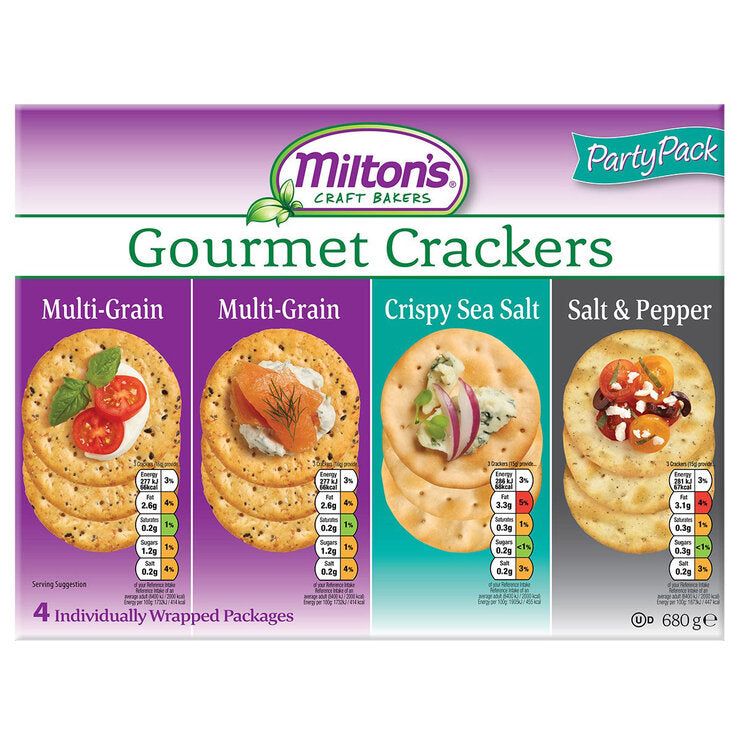 Milton's Gourmet Crackers 4 Pack Assorted Variety, 680g